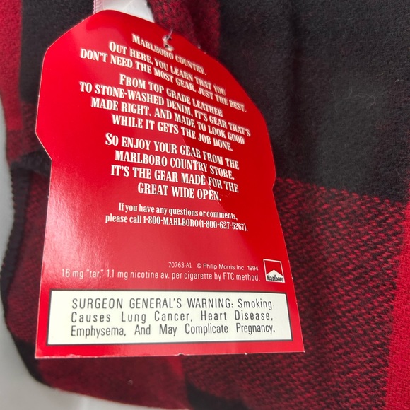 NWT Vtg Marlboro Country Store Wool Blanket Red/Black Buffalo Plaid - Picture 3 of 5